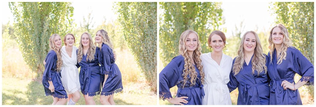 Bridesmaids in Navy blue robes