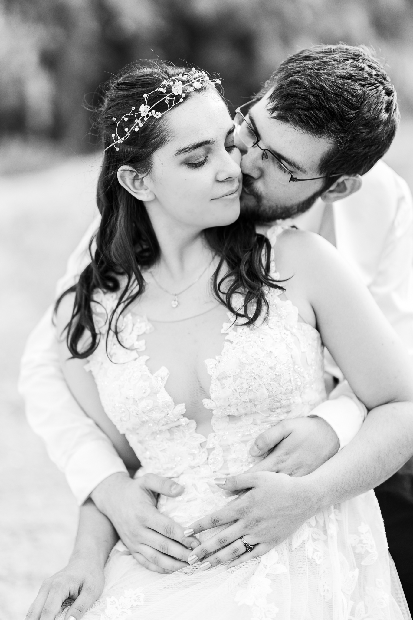 Black and White Image, Bride and Groom