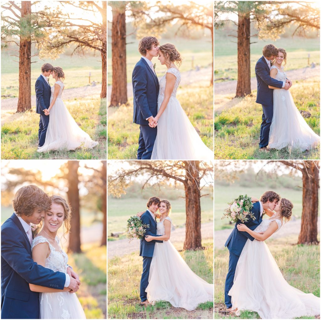 Sunset bride and groom photos