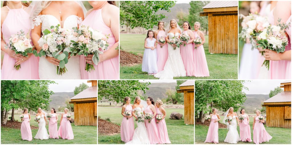 bridesmaids florals pink and white | Montrose CO weddings 