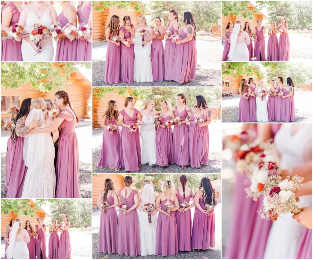 Bridesmaids in wedding with florals