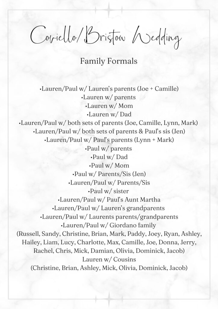 Family Formals example list photo
