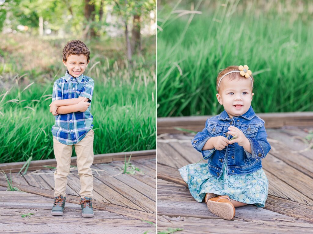 Portrait of one year old and 5 year old 
