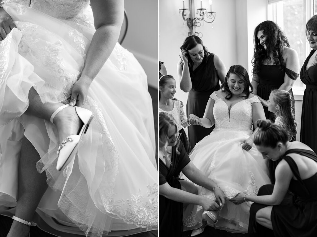 black and white wedding images
bridal party
helping the bride get ready photos
flower girls 
smiling bride
new jersey wedding photographer
