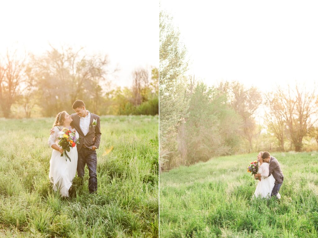 Bride and groom photos
sunset images 
wedding sunsets
wildflower bouquets
Delta Colorado Ranch Wedding
