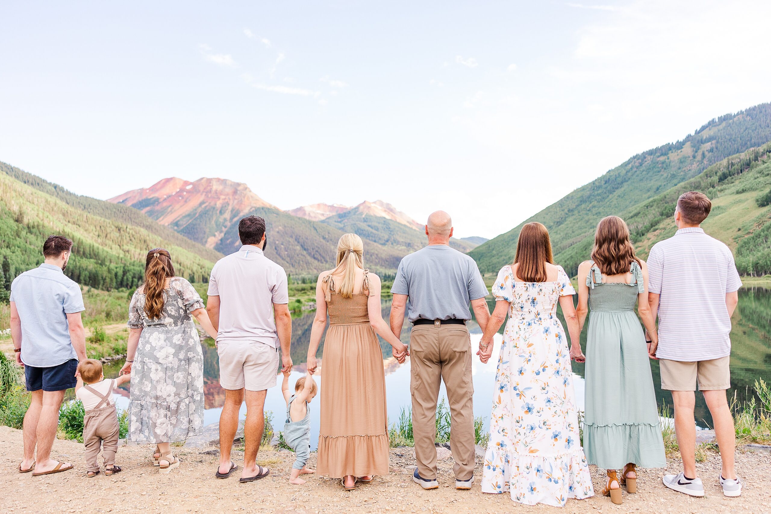 Family standing at Crystal Lake Colorado