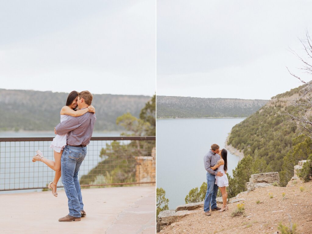 romantic engagement photos in the San Juan Mountains

couple embracing during Colorado mountain engagement session

bride and groom portraits in San Juan Mountain engagement photos

couple laughing together in San Juan Mountains engagement session