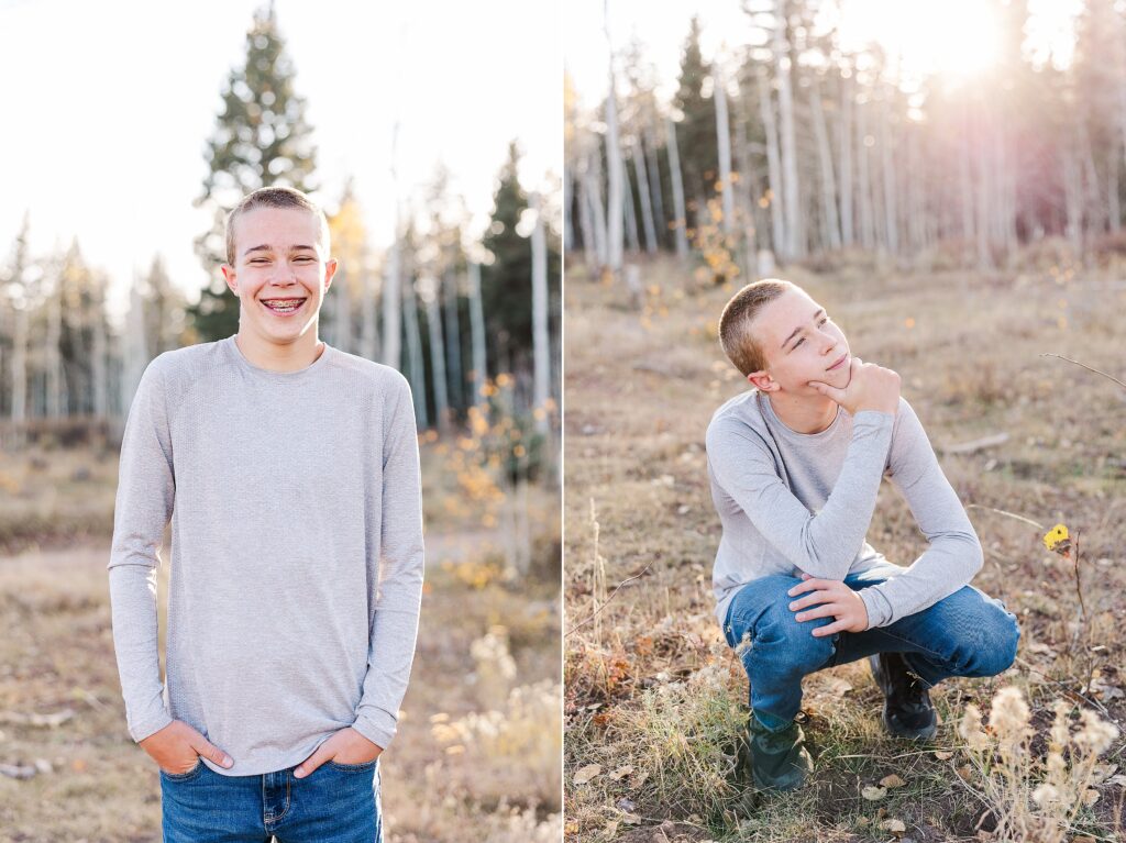 golden aspen family photos
brothers laughing in fall trees
davewood road family session
golden aspens in western colorado
family portraits with fall colors