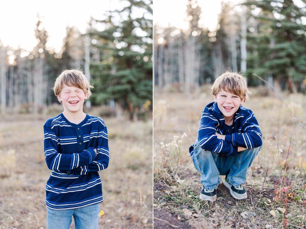 golden aspen family photos
brothers laughing in fall trees
davewood road family session
golden aspens in western colorado
family portraits with fall colors