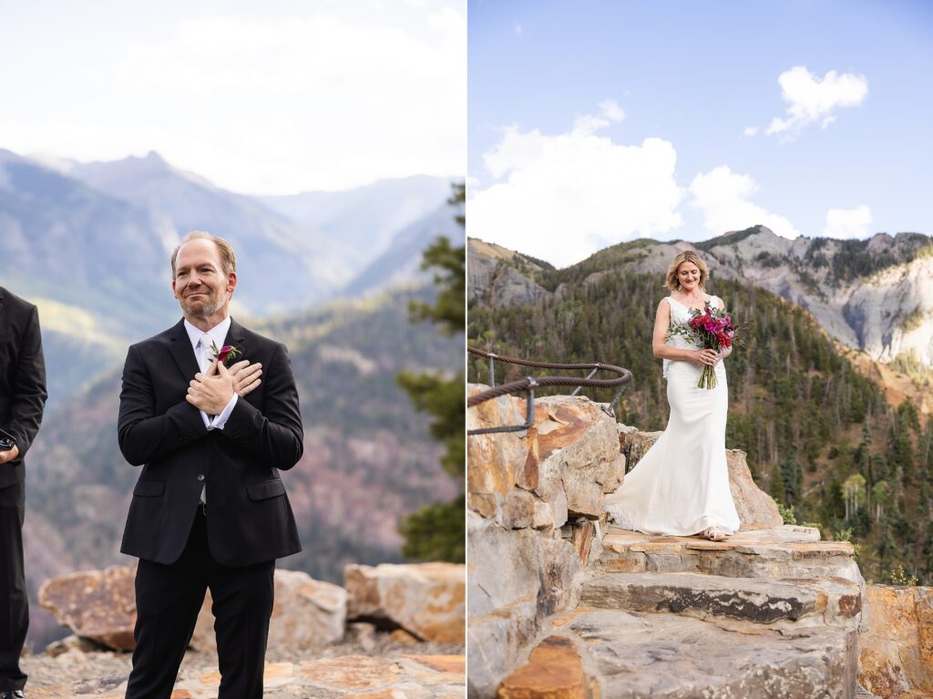 ceremony setup at Gold Mountain Ouray with mountain backdrop