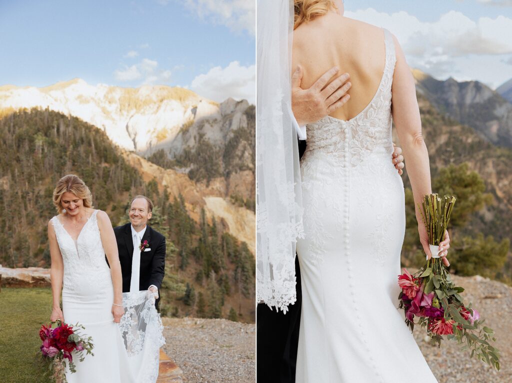 romantic bride and groom photos at Gold Mountain Ouray wedding