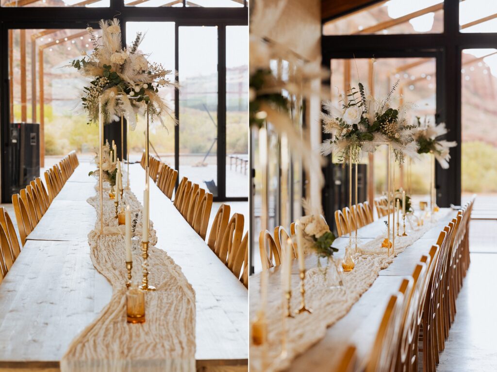 table decor at Red Earth Venue wedding in Moab Utah
