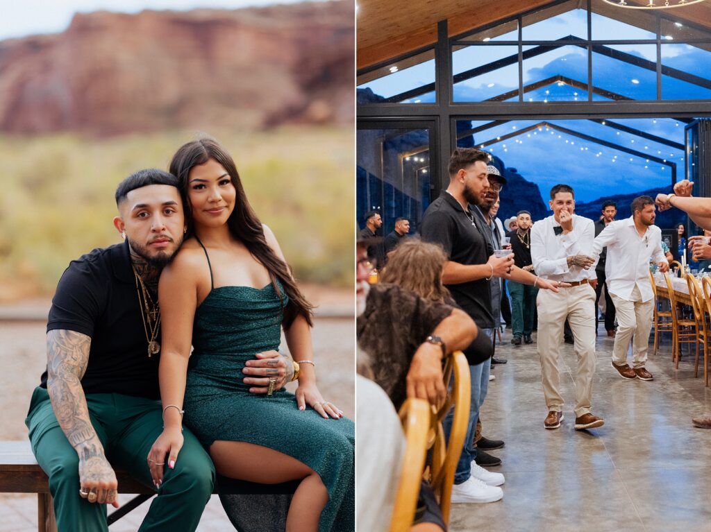 Moab wedding reception dancing under the desert sky