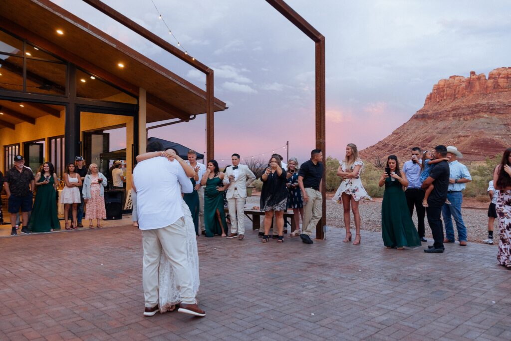 outdoor reception at Red Earth Venue with guests celebrating