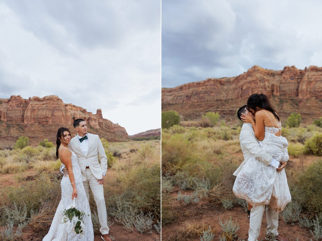 bride and groom portraits at Red Earth Venue Moab Utah