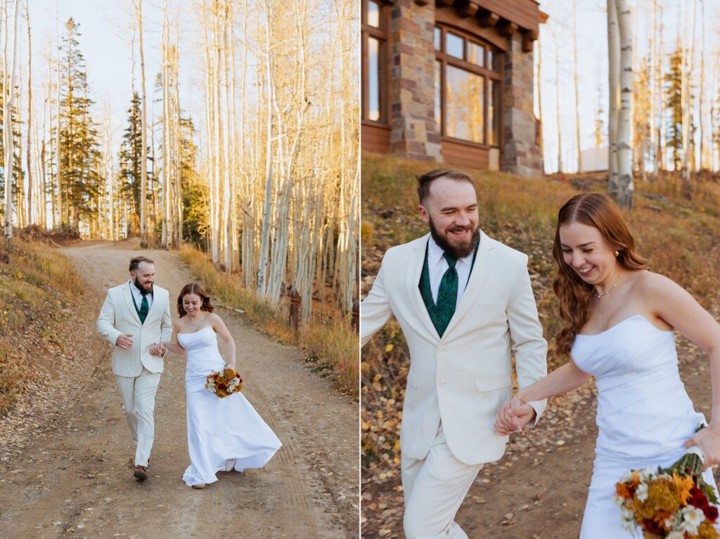 Bride and groom portraits in Telluride Colorado mountains