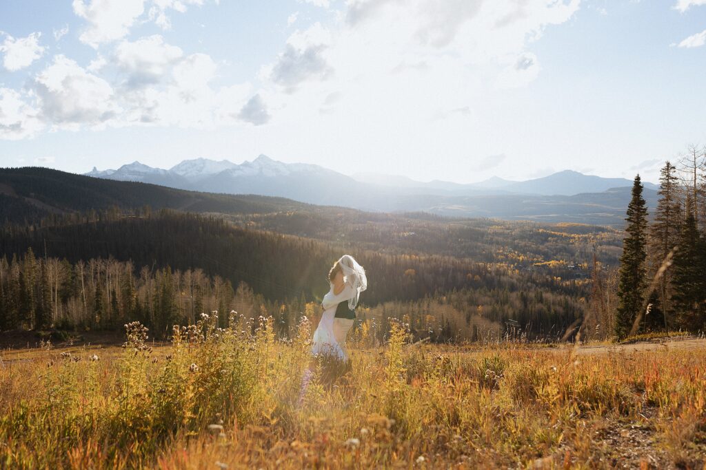 Newlyweds celebrating after their Telluride elopement ceremony