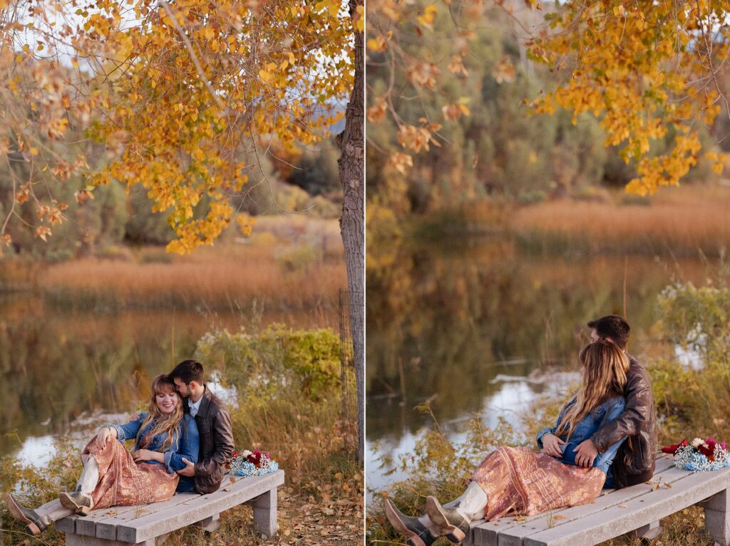 engagement photos at Dennis Weaver Park in Ridgway Colorado

couple portraits in Ridgway Colorado engagement session

romantic engagement photos in Western Colorado park setting

bride and groom walking together at Ridgway engagement session