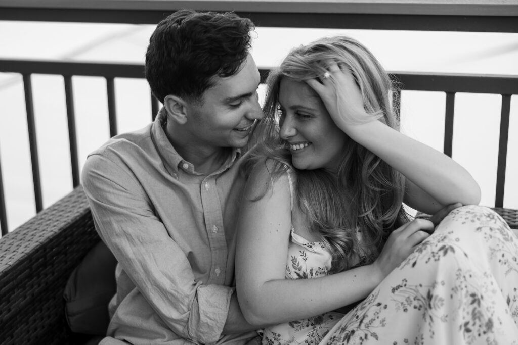 couple on patio overlooking Palisade valley during engagement session

engagement photos at Clark and Co Distilling upper patio with mountain views

Palisade Colorado engagement photos overlooking vineyards and valley