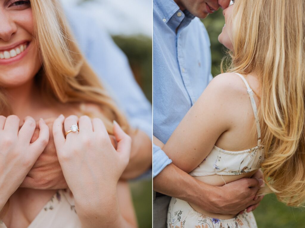 engagement ring during vineyard proposal in Palisade Colorado

bouquet and details from Palisade vineyard engagement session

close up engagement details at Clark and Co Distilling