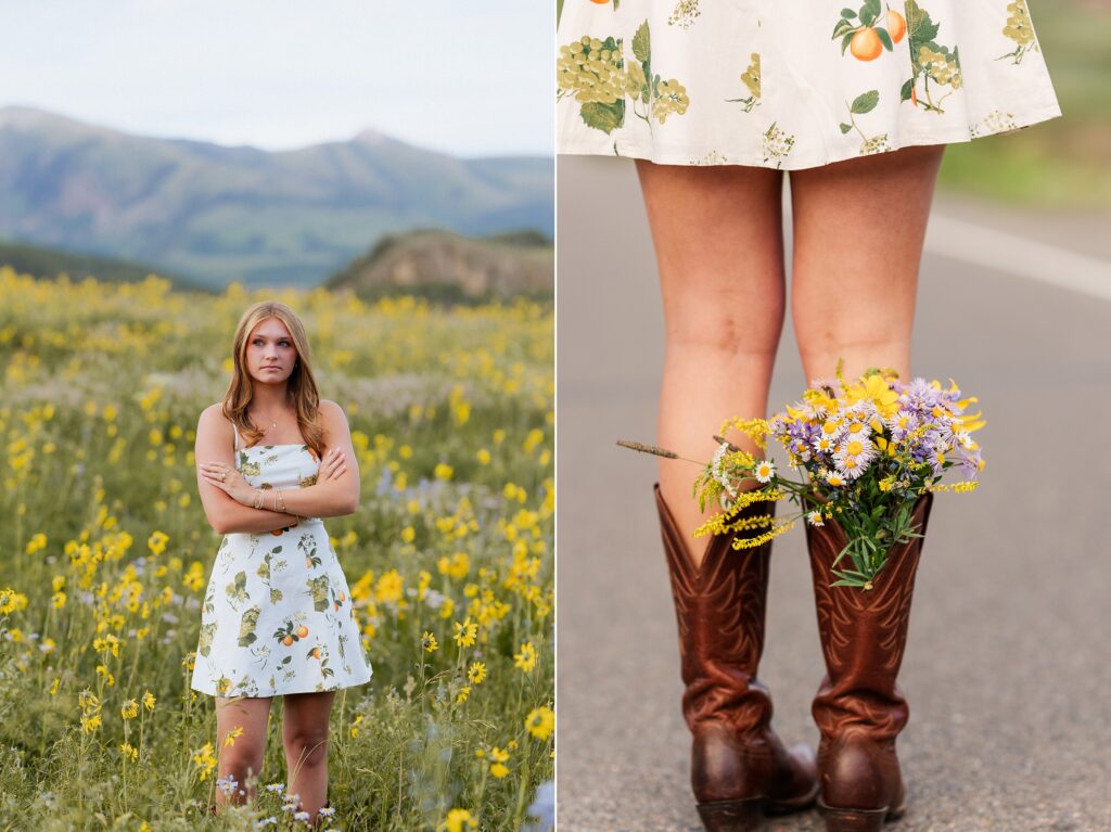 Senior photos in golden light in Crested Butte Colorado