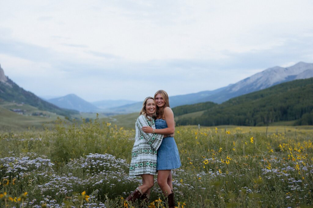 Mom hugging her kids during Crested Butte family session